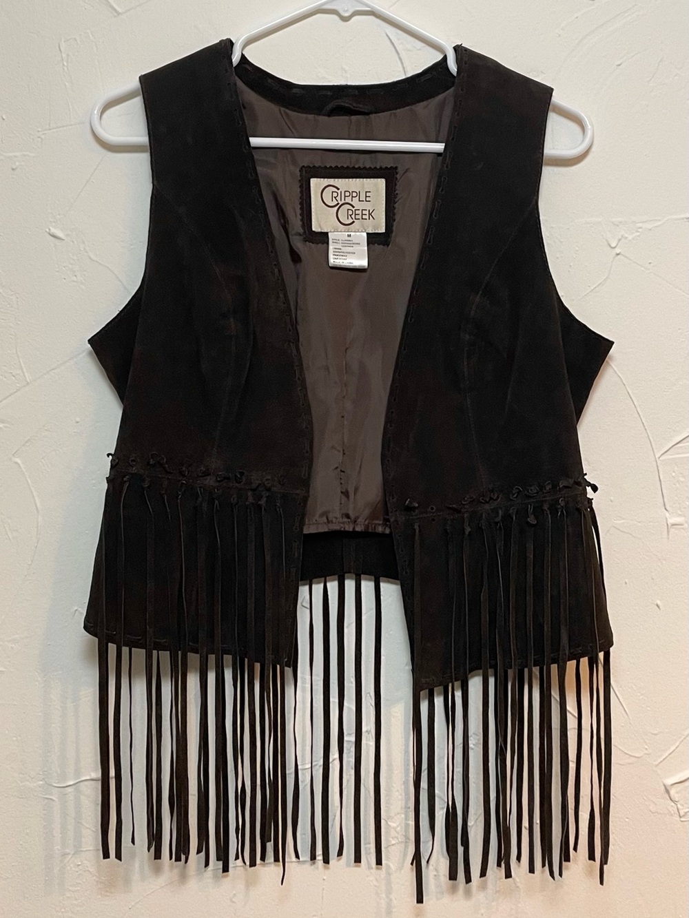 Cripple Creek Dark Brown Genuine Leather Suede Fringe Vest | Boho Festival